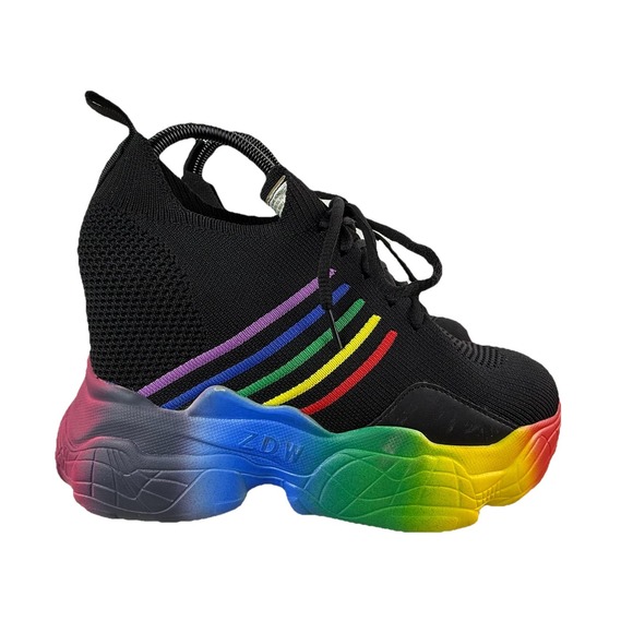 Anthony Wang Shoes - Anthony Wang Shoes Women's 9 Rainbow Extra High Hidden Wedge Fashion Sneakers